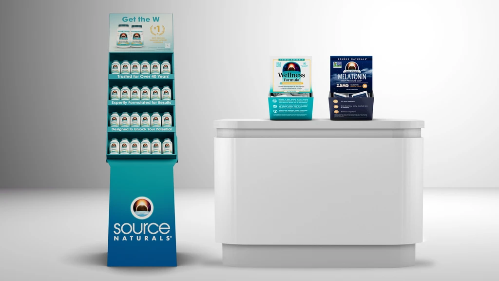 Source Naturals point-of-sale display system.